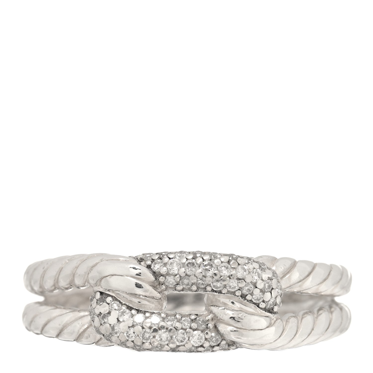 David Yurman Sterling Silver Diamond Pave Petite Single Loop Labyrinth Ring 50 5.25 1 of 4