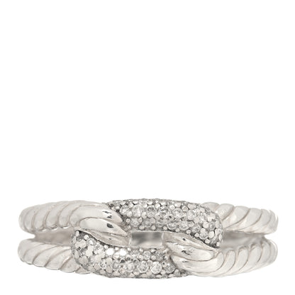 David Yurman Sterling Silver Diamond Pave Petite Single Loop Labyrinth Ring 50 5.25 1 of 4