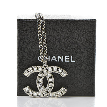 Chanel Baguette Crystal CC Necklace Silver 7 of 7