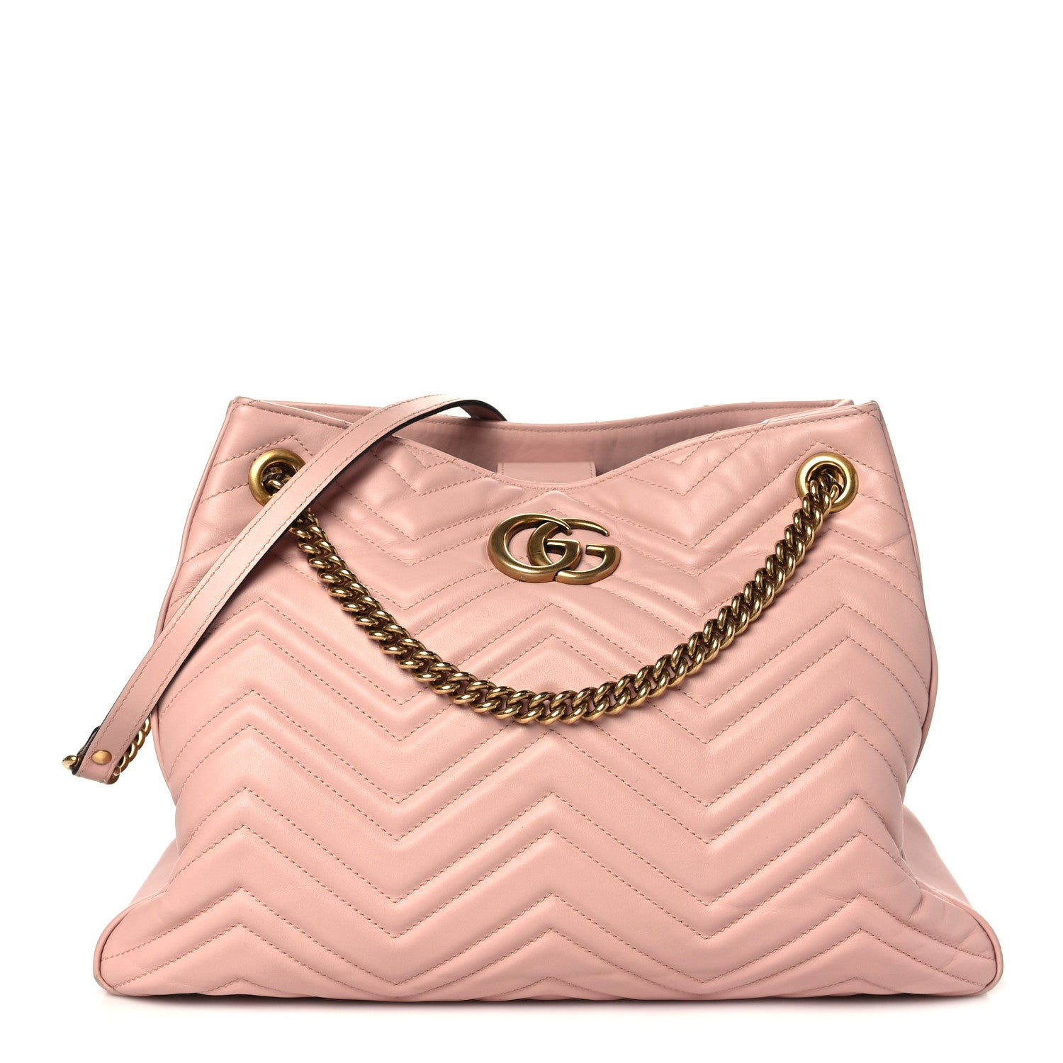 Gucci Calfskin Matelasse Medium GG Marmont Shoulder Tote Bag Perfect Pink 1 of 10