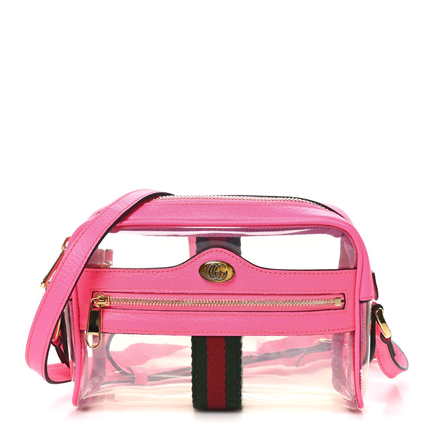 Gucci Vinyl Web Mini Ophidia Transparent Shoulder Bag Fluorescent Fuchsia 1 of 10