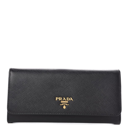 Prada Saffiano Metal Continental Flap Wallet Black 1 of 10
