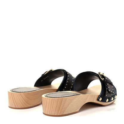 Louis Vuitton Calfskin Monogram Cottage Mules 37 Black 4 of 11