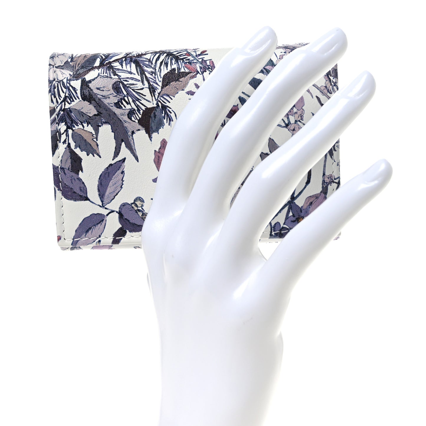 Calfskin Butterfly Printed Caro XS Wallet White Multicolor