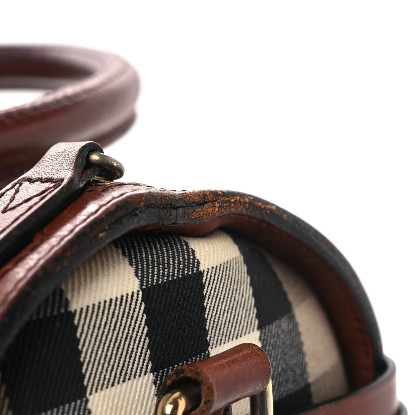 House Check Bridle Calfskin Medium Alchester Bowling Bag Dark Tan