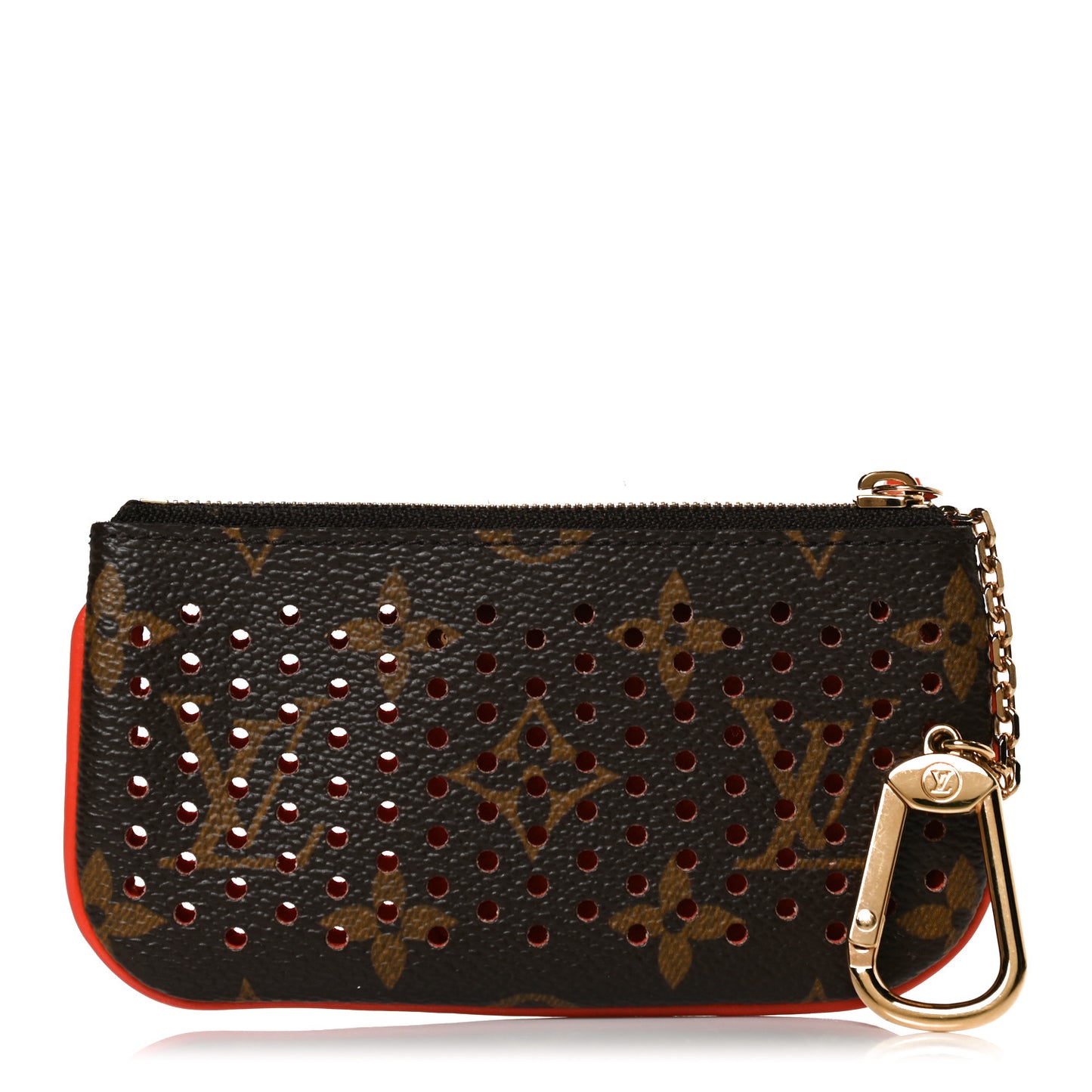 Monogram Perforated Key Pouch Orange