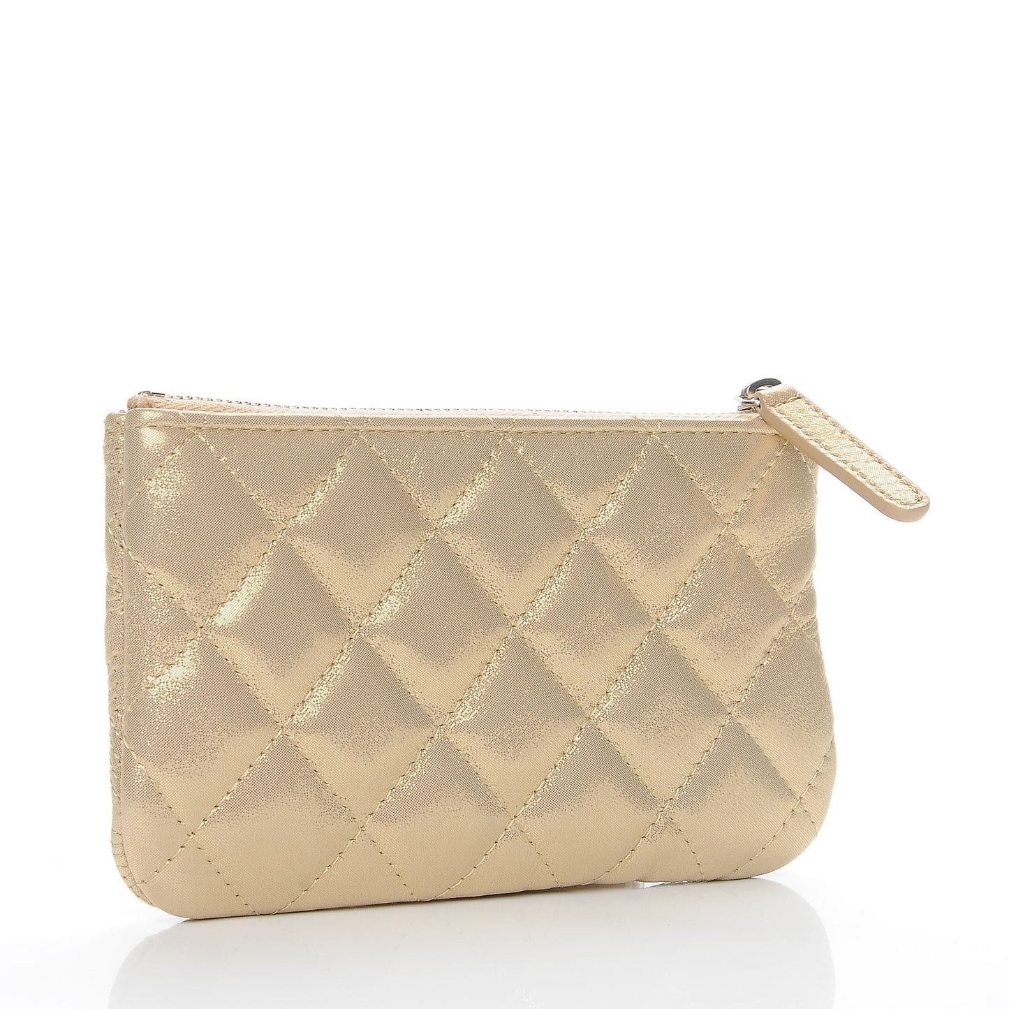 Metallic Lambskin Star Embossed Coin Purse Case Gold