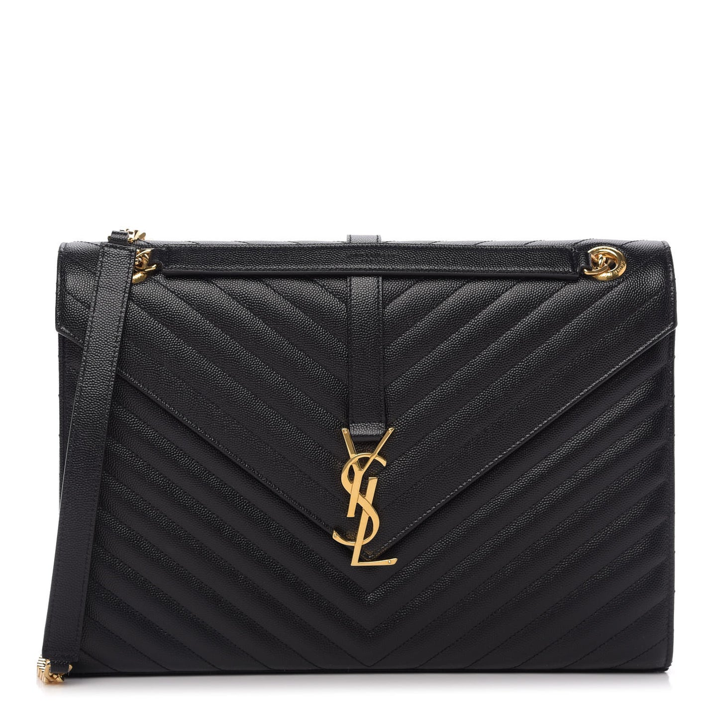 Grain De Poudre Matelasse Chevron Large Monogram Satchel Black