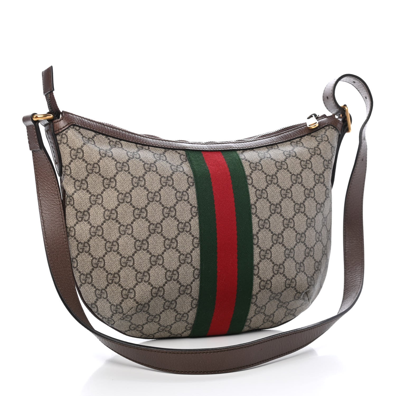 Gucci GG Supreme Monogram Web Small Ophidia Half Moon Hobo Brown 3 of 9