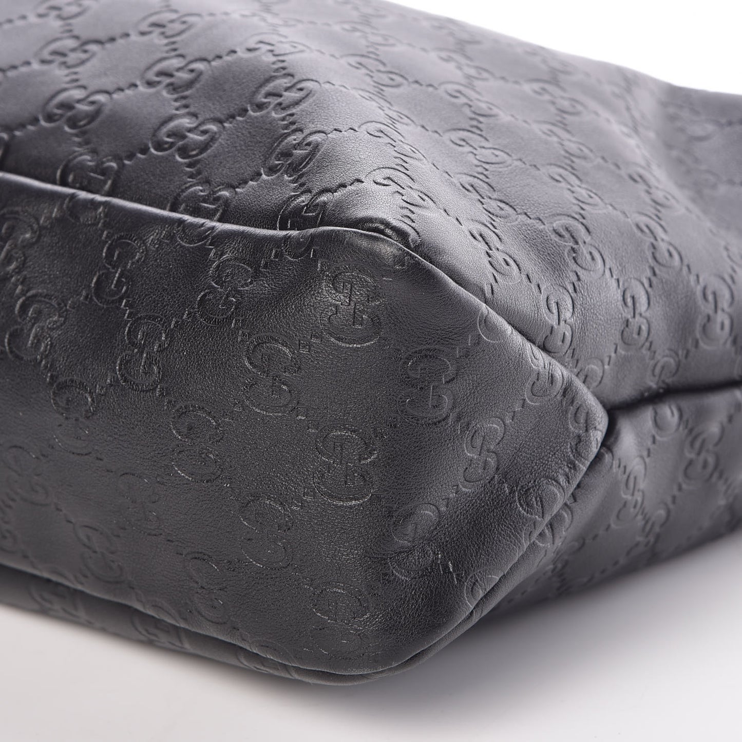 Guccissima Medium Horsebit Chain Hobo Black