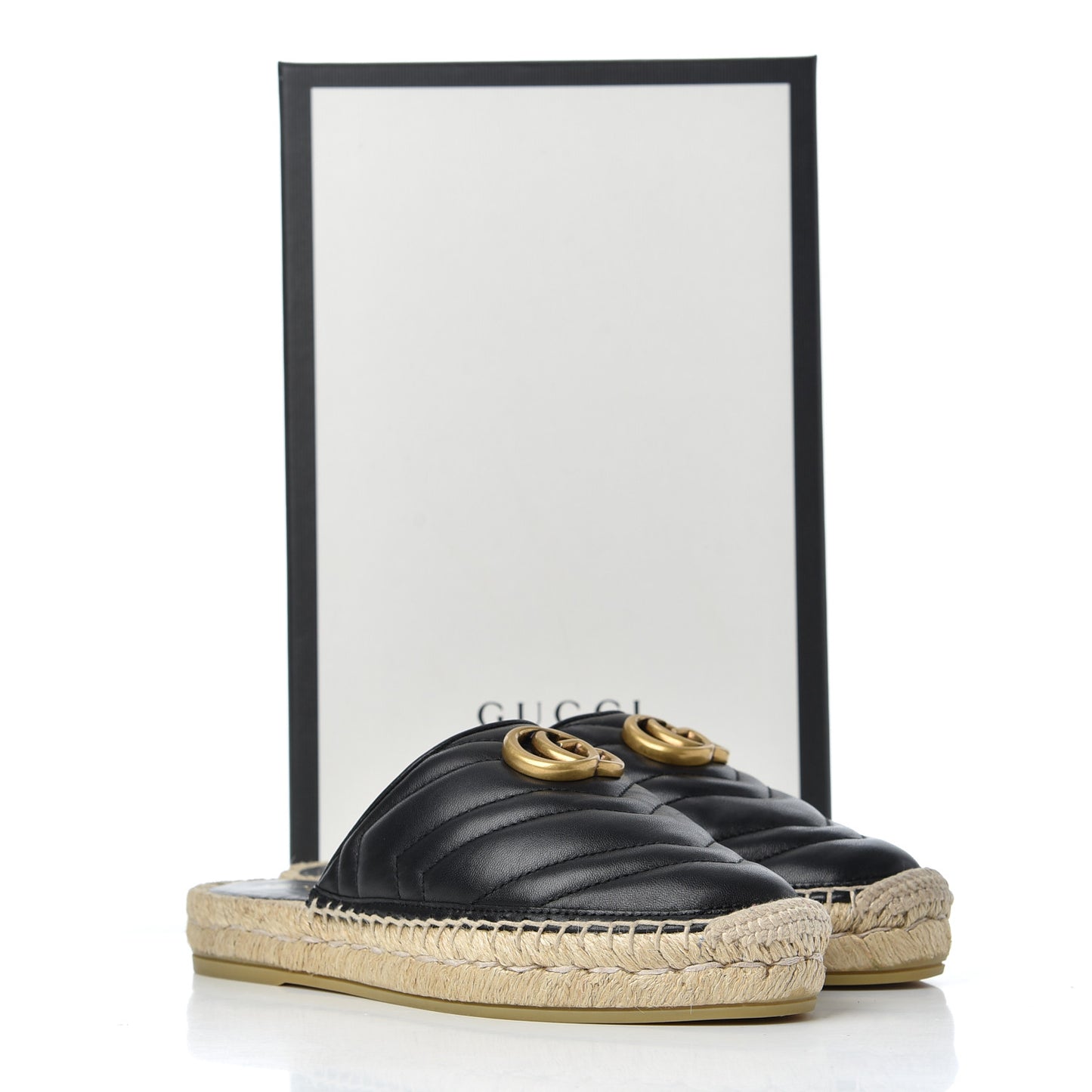 Nappa Matelasse GG Marmont Espadrille Slippers 36 Black