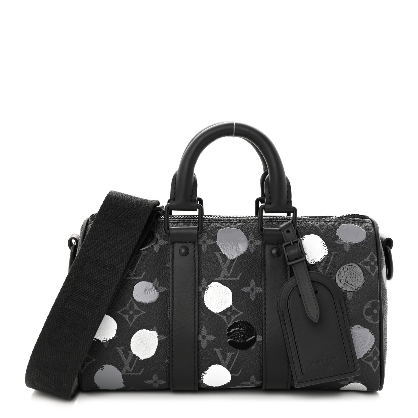 LV X YK Monogram Eclipse Keepall Bandouliere 25 Black Silver