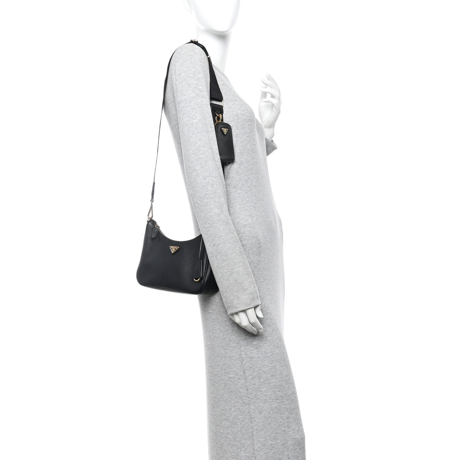 Prada Saffiano Lux Re-Edition 2005 Shoulder Bag Black 2 of 9