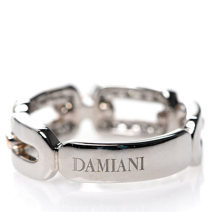 Damiani 18K White Pink Gold Diamond Chain Link Band Ring 53 6.25 5 of 5