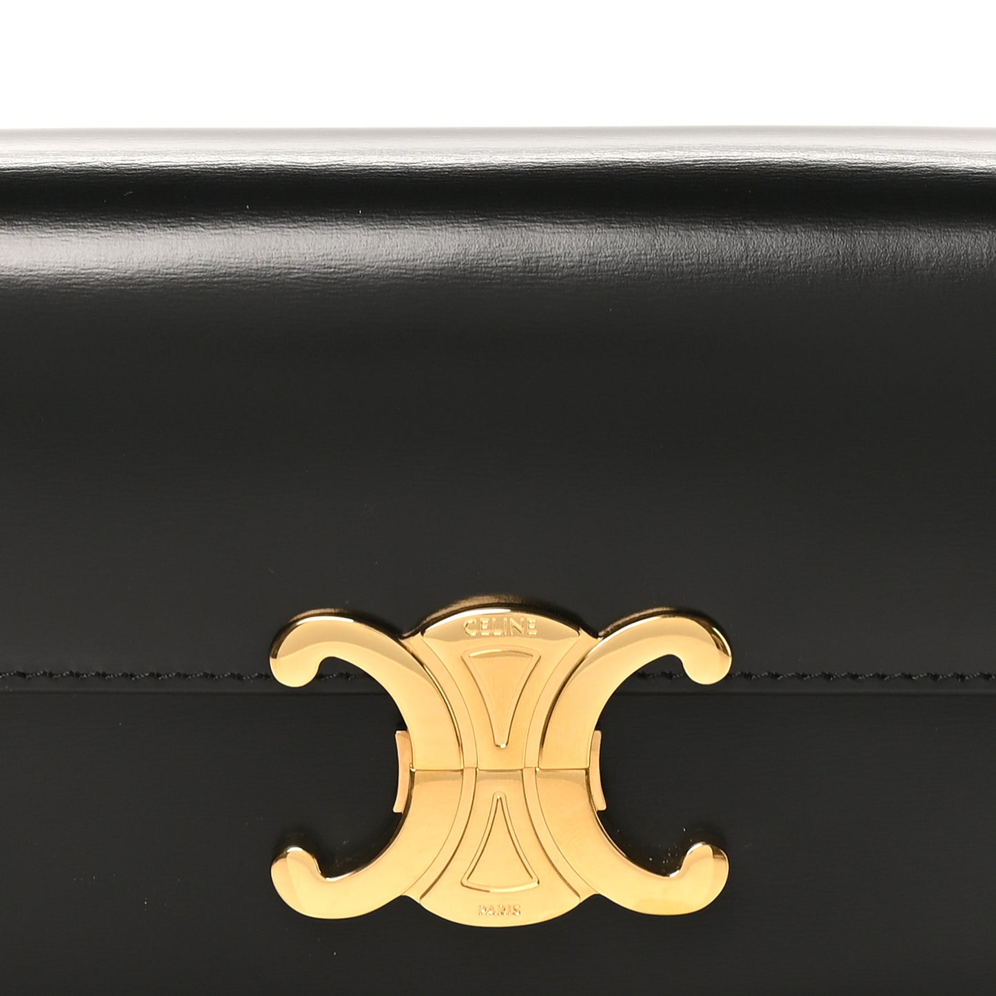 Shiny Calfskin Triomphe Shoulder Bag Black