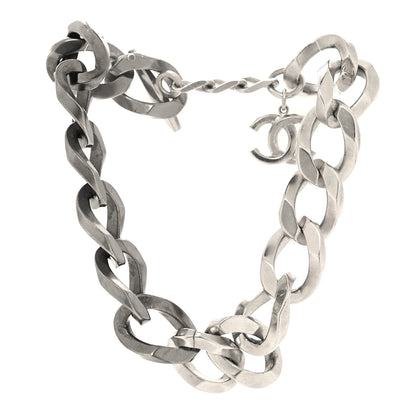 Chanel Chain Link CC Choker Necklace Silver 3 of 5