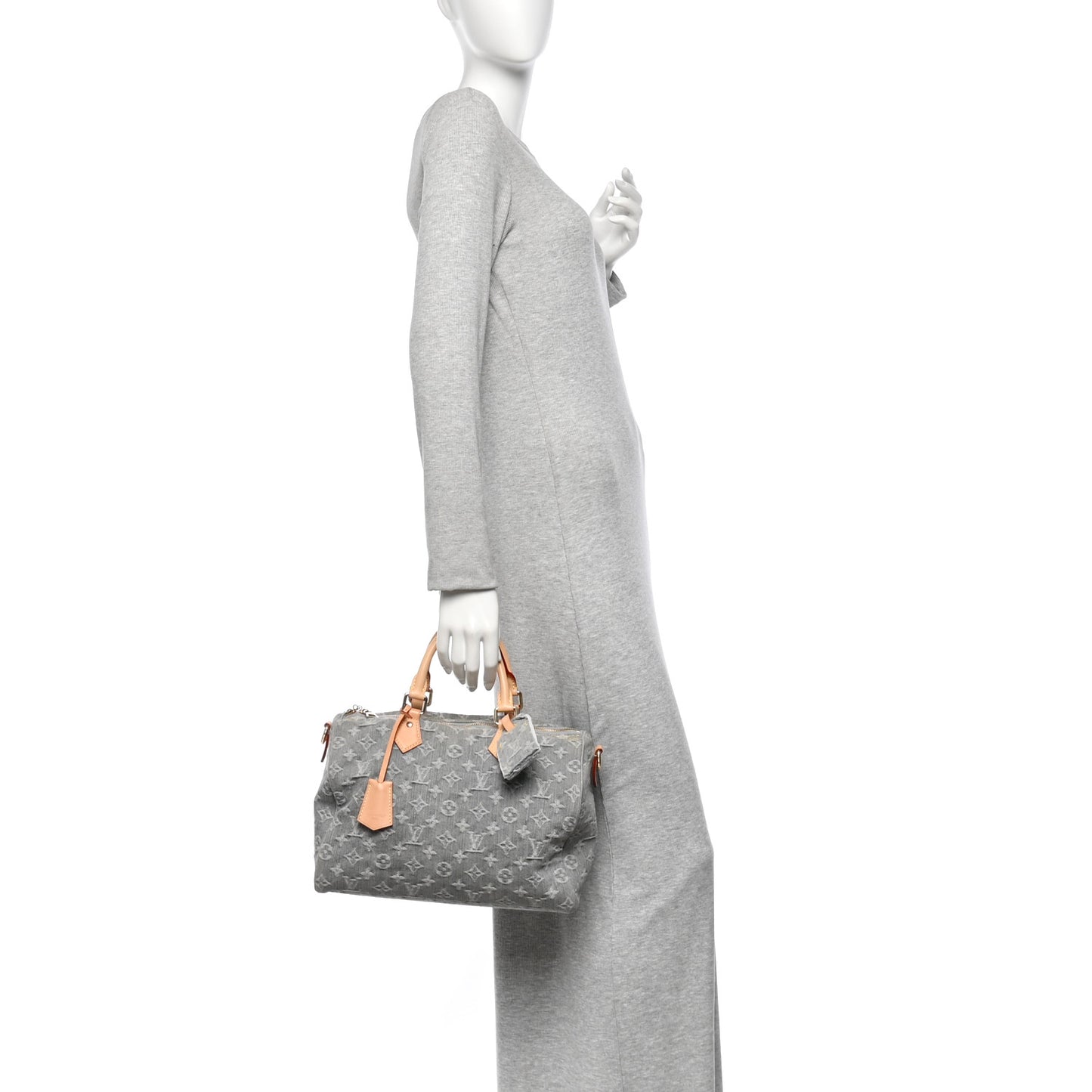 Monogram Denim Speedy Soft 30 Washed Gray