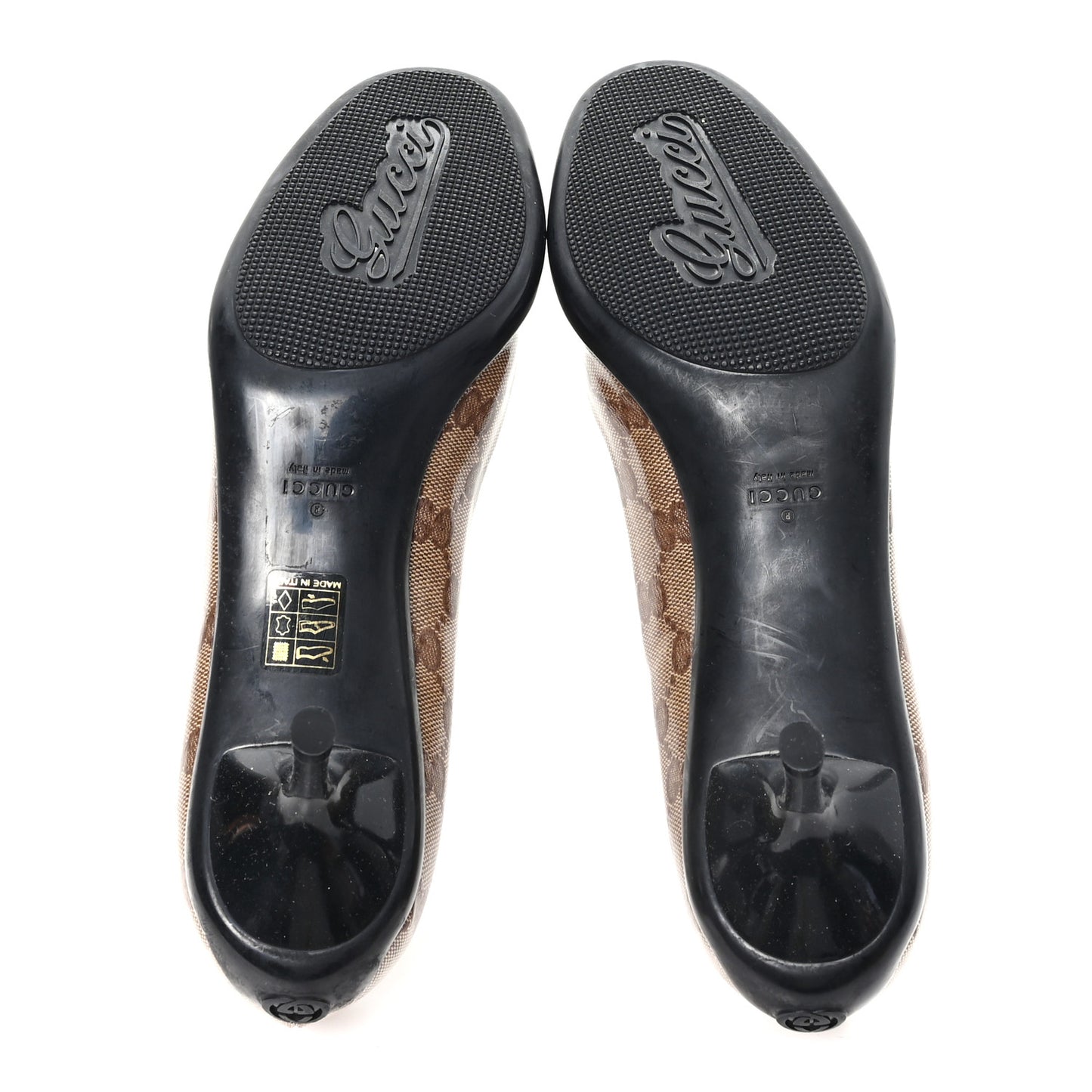 Crystal Monogram Bow Pumps 38.5 Beige Ebony Testa Di Moro