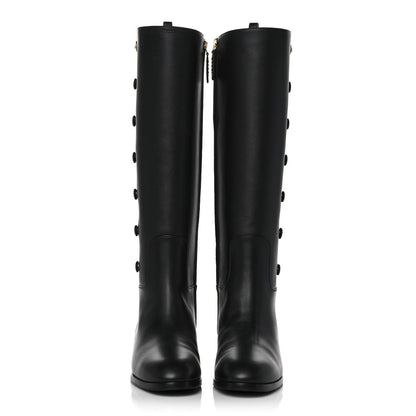 Gucci Calfskin Buttons Lifford Knee High Boots 39 Black 2 of 9