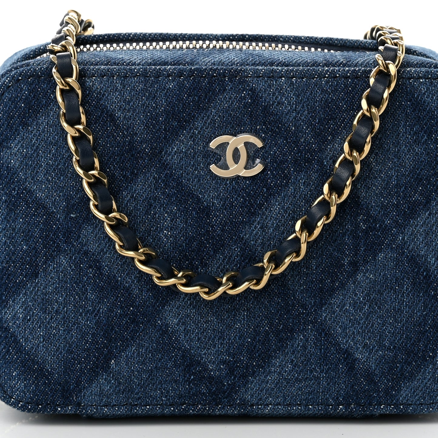 Printed Denim CC Camera Case Blue