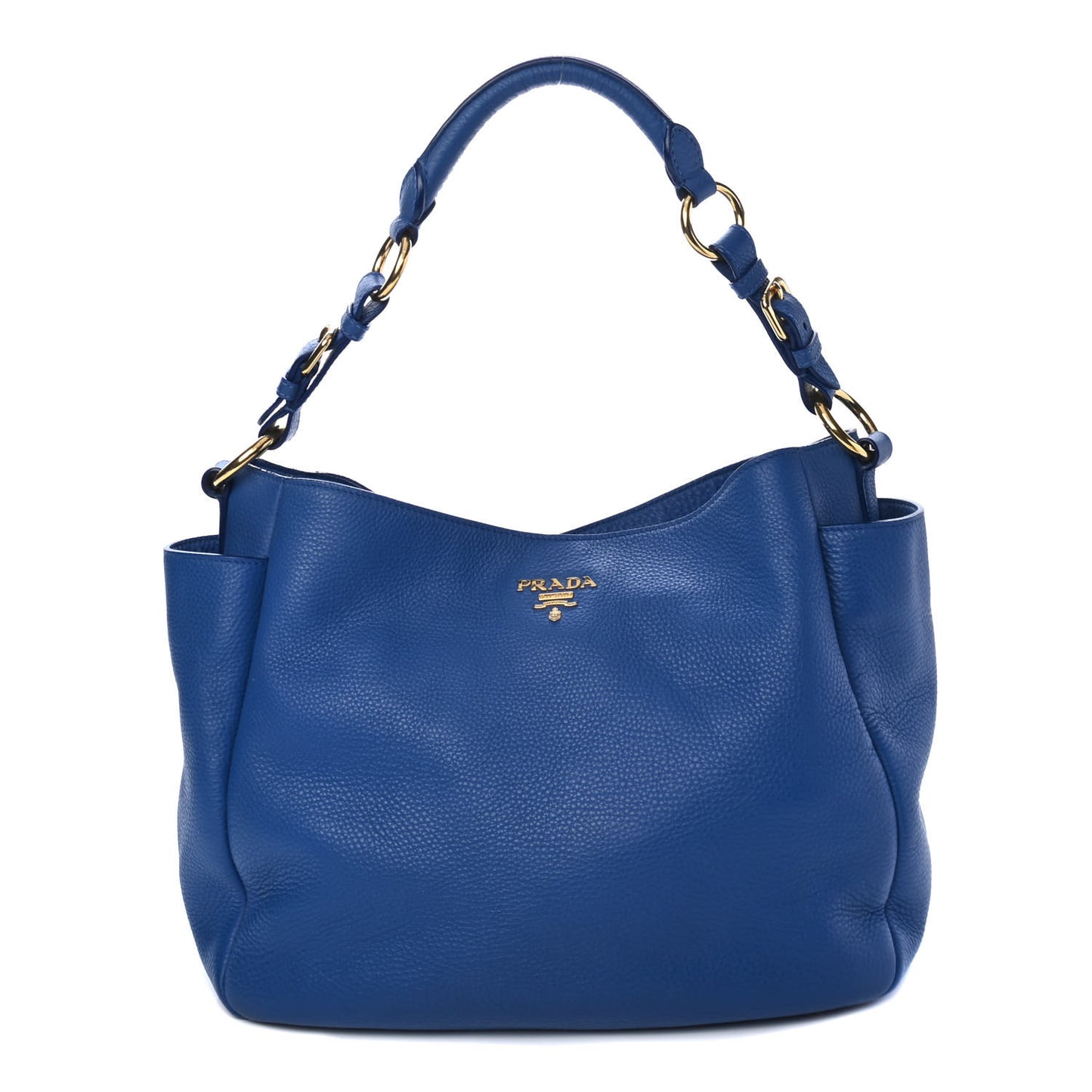 Vitello Daino Side Pocket Hobo Azzurro
