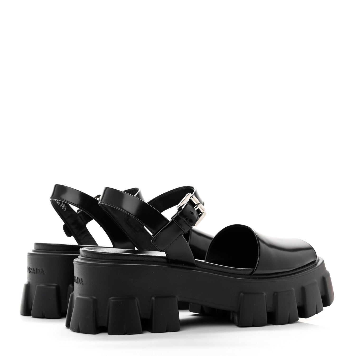 Prada Spazzolato Monolith 55mm Sandals 38.5 Black 4 of 8