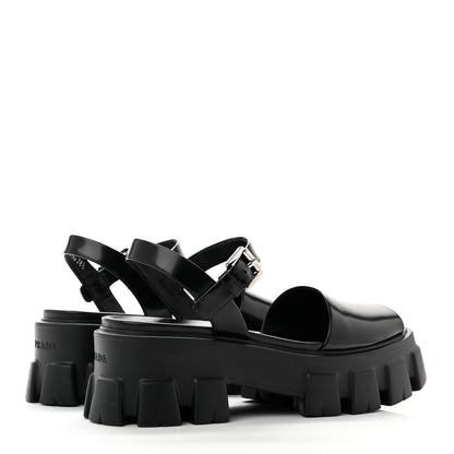 Prada Spazzolato Monolith 55mm Sandals 38.5 Black 4 of 8