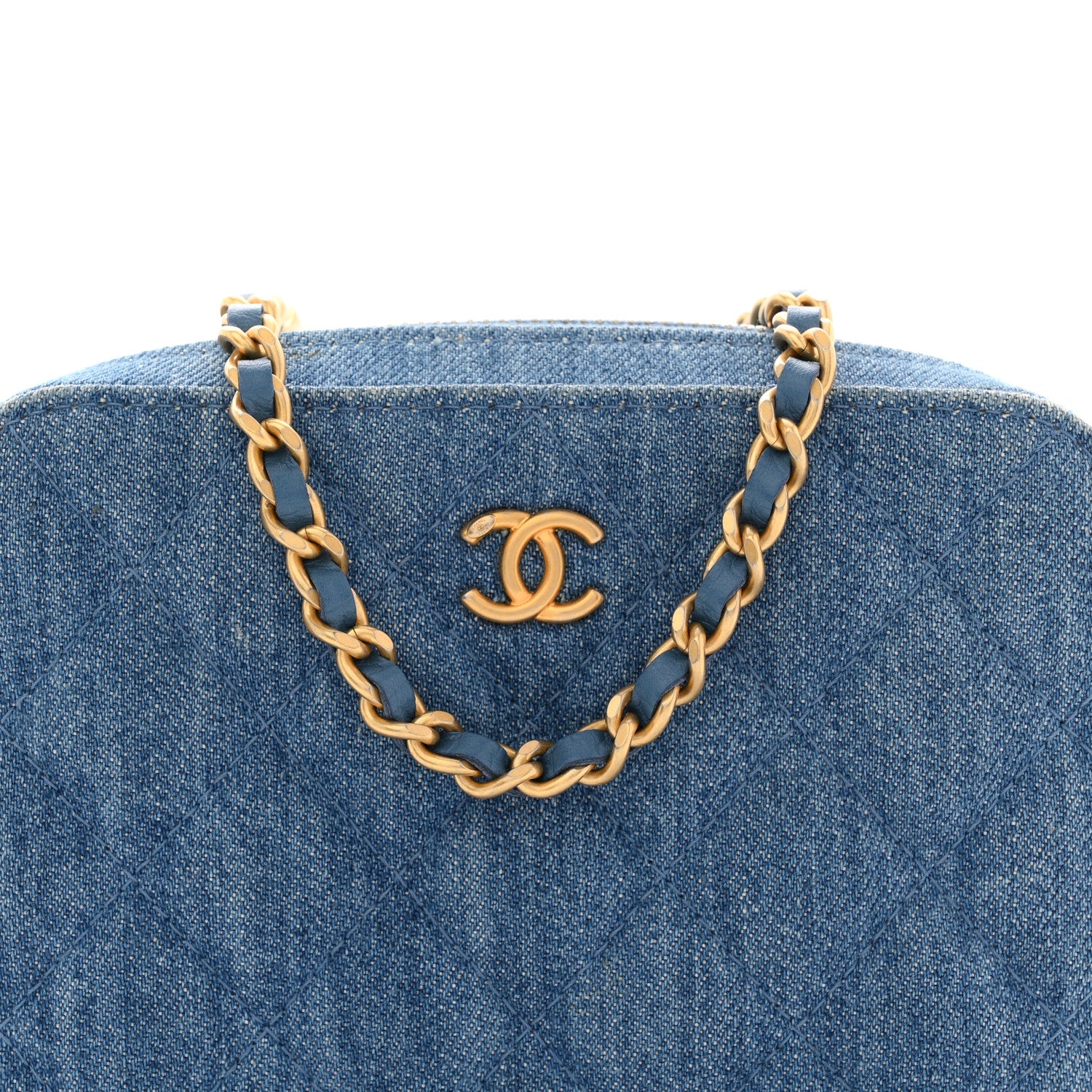 Chanel Denim Quilted CC Pearl Crush Camera Case Blue 1878889