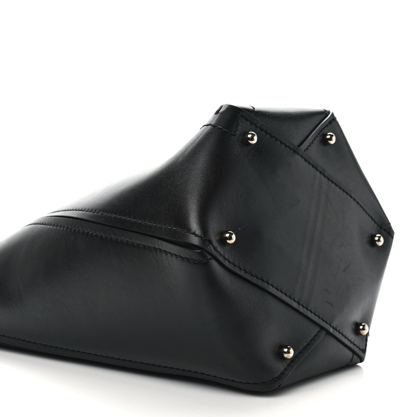 Calfskin Medium Hex Bucket Bag Black