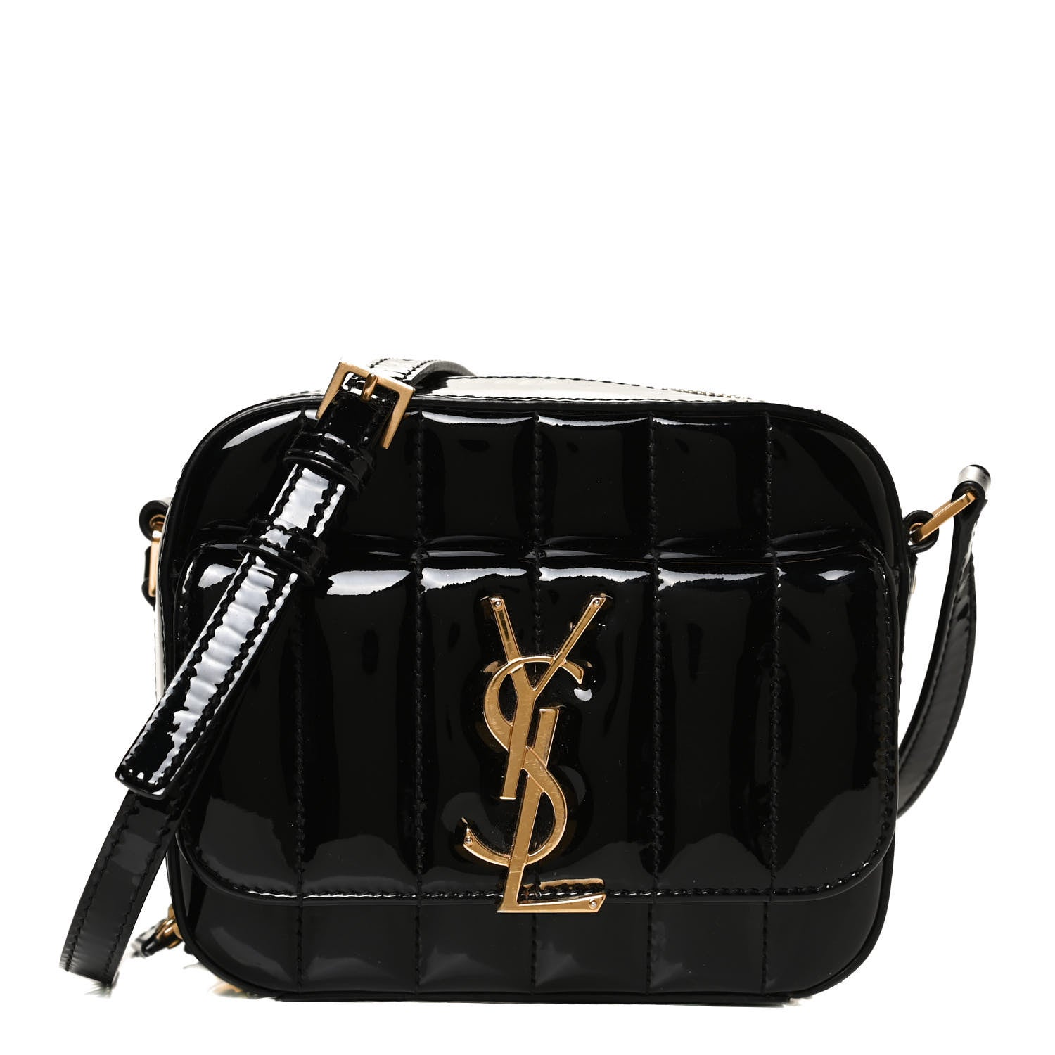 Saint Laurent Patent Calfskin Matelasse Monogram Small Vicky Chain Bag Black 1 of 10
