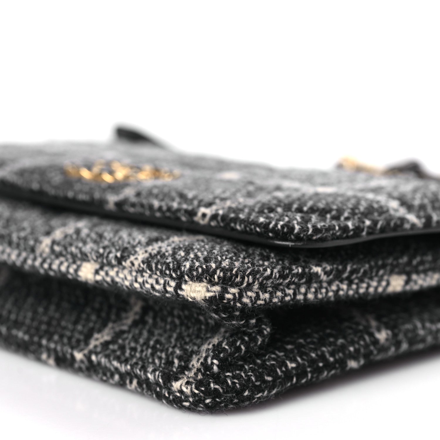 Chanel Tweed Quilted Chanel 19 Wallet On Chain WOC Grey Black Beige 9 of 10