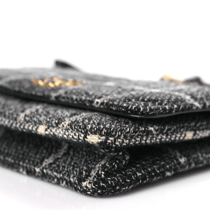 Chanel Tweed Quilted Chanel 19 Wallet On Chain WOC Grey Black Beige 9 of 10