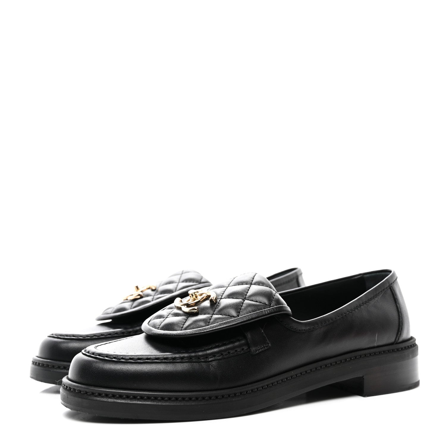 Chanel Lambskin Quilted CC Turnlock Loafers 39 Black 3 of 8