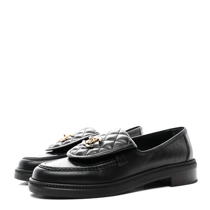 Chanel Lambskin Quilted CC Turnlock Loafers 39 Black 3 of 8