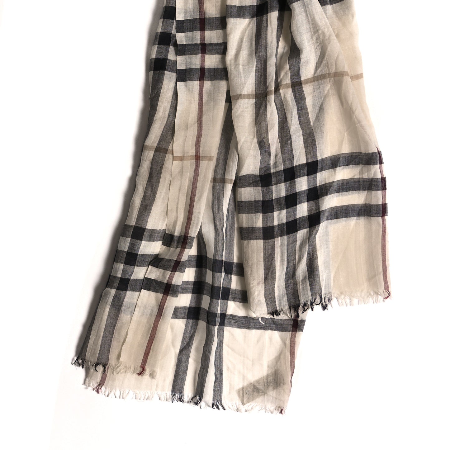 Wool Silk Gauze Giant Check Scarf Trench