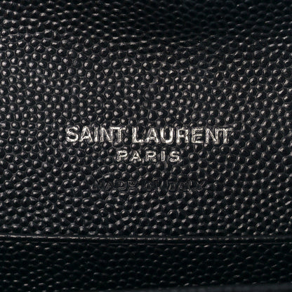 Saint Laurent Grain De Poudre Matelasse Chevron Small Monogram Envelope Wallet Black 6 of 8