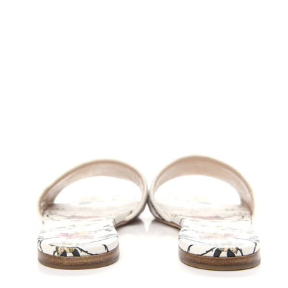 Christian Dior Canvas Rose Mutabilis Embroidered Dway Flat Slide Sandals 37.5 Pink Multicolor 7 of 10