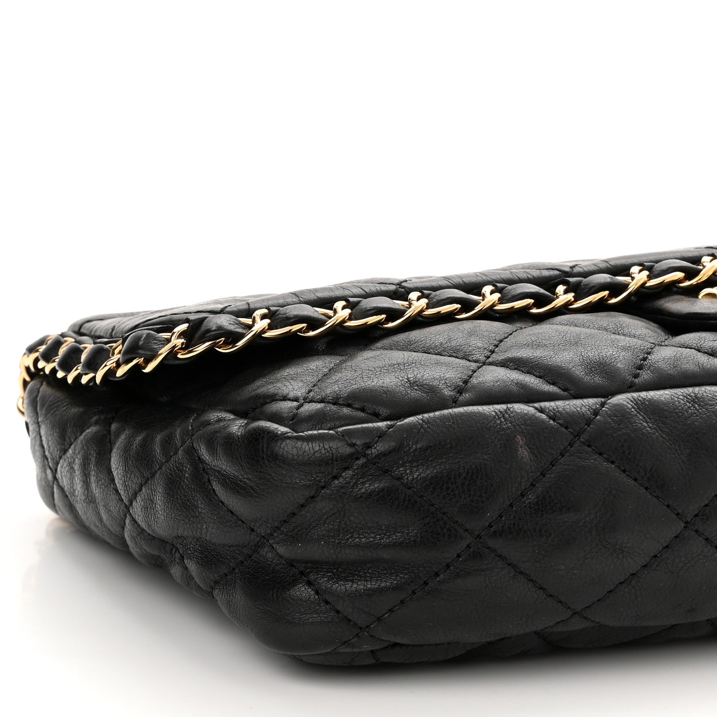 Calfskin Quilted Medium Chain Me Flap Black