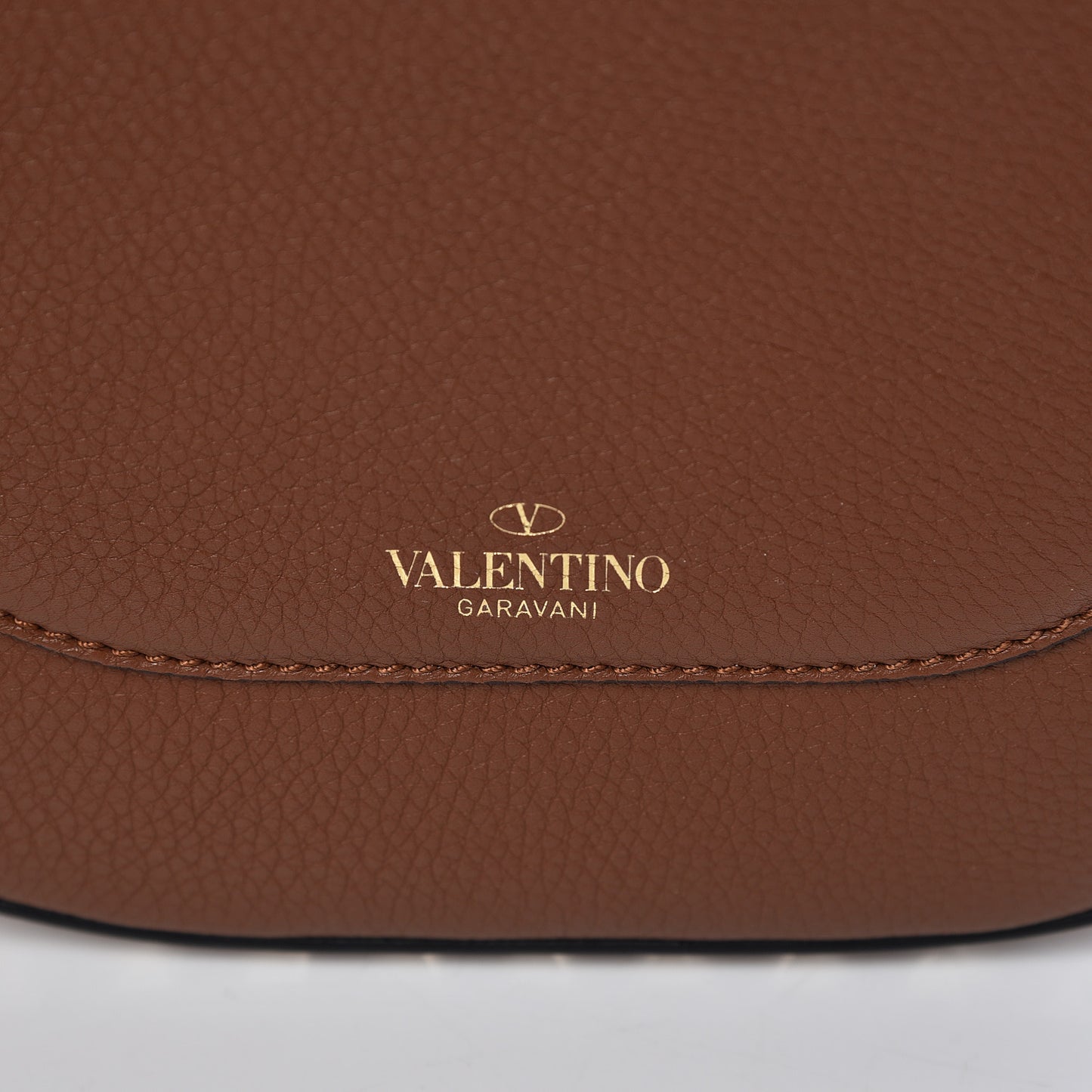 Calfskin Large Rockstud Halfmoon Saddle Bag Tan