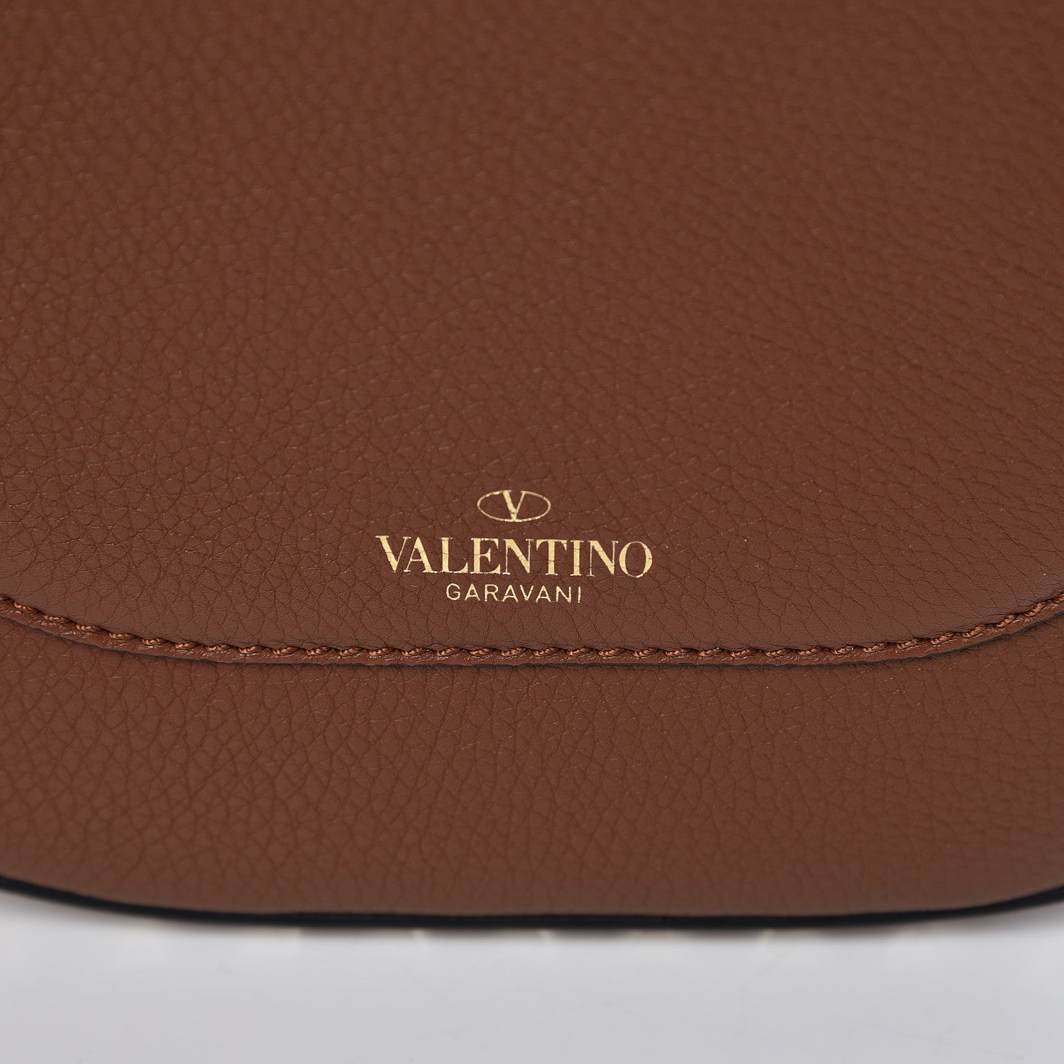 Valentino Garavani Calfskin Large Rockstud Halfmoon Saddle Bag Tan 10 of 10