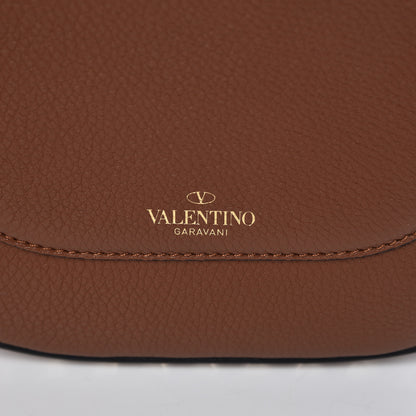 Valentino Garavani Calfskin Large Rockstud Halfmoon Saddle Bag Tan 10 of 10