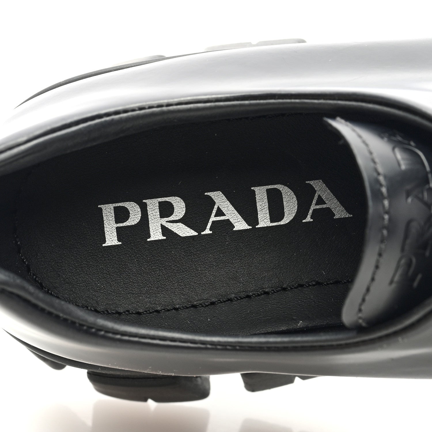 Prada Spazzolato Rois Monolith 55mm Derby Loafers 38.5 Black 7 of 7