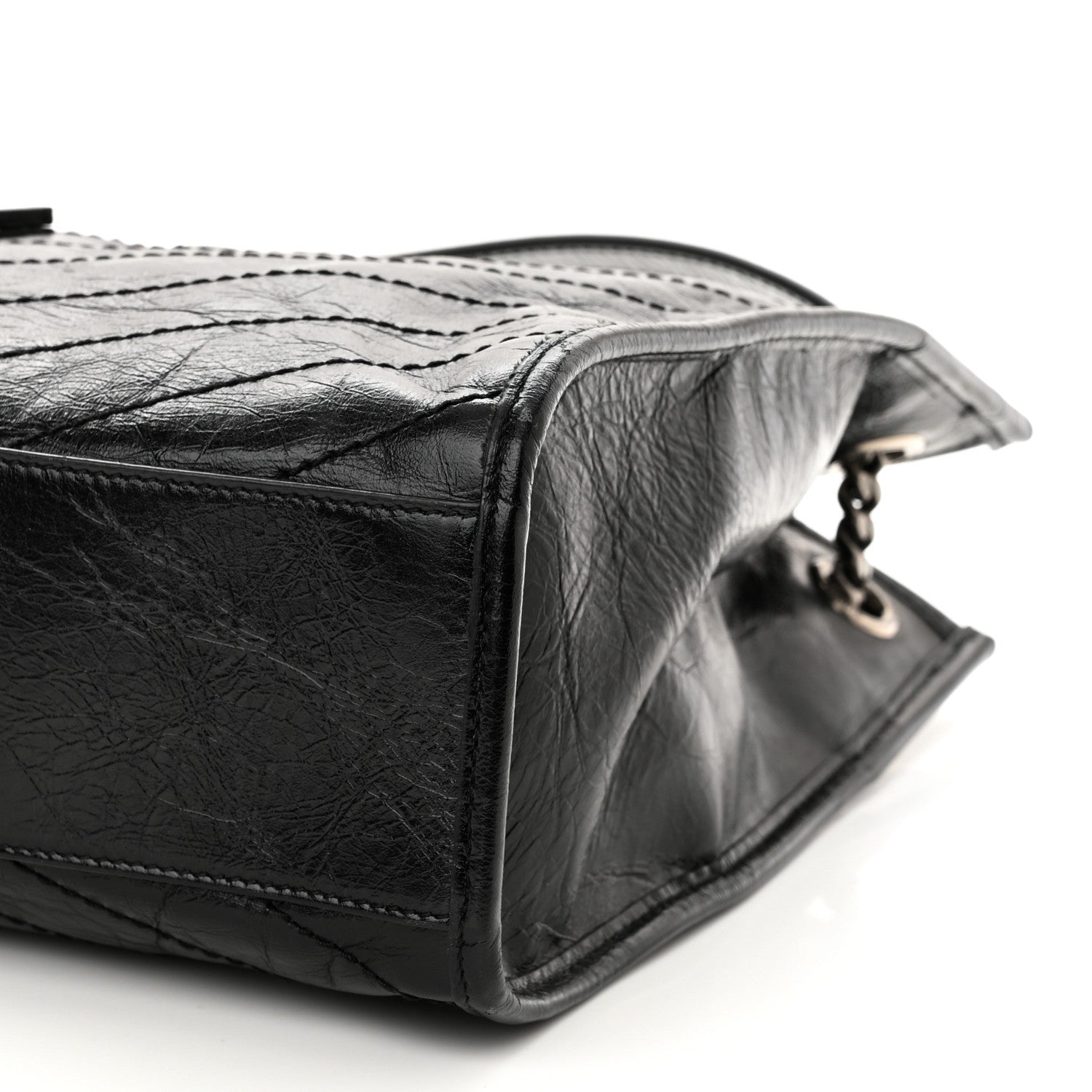 Saint Laurent Crinkled Calfskin Matelasse Monogram Medium Niki Shopper Tote Black 10 of 10