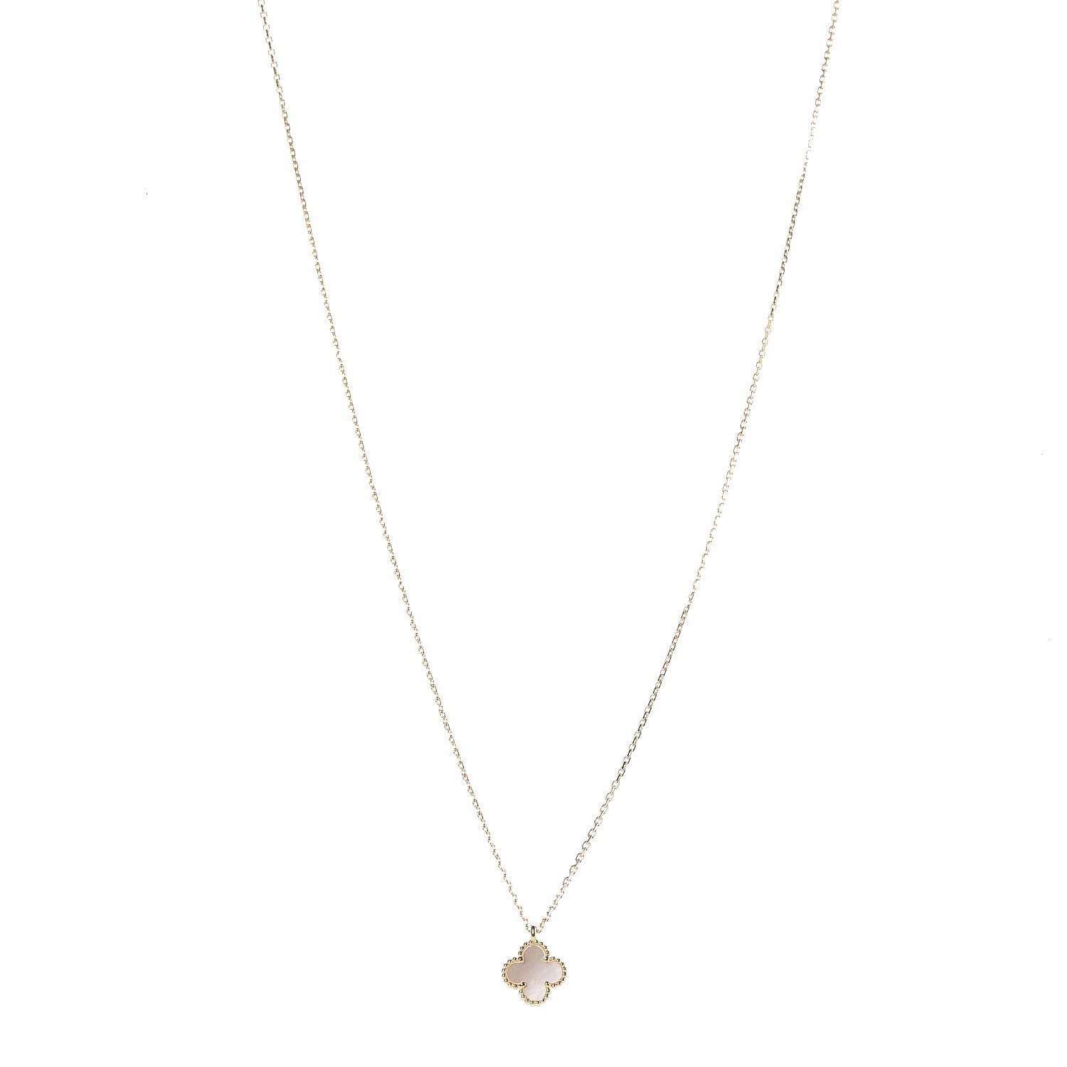 Van Cleef & Arpels 18K Yellow Gold Mother of Pearl Sweet Alhambra Pendant Necklace 1 of 8