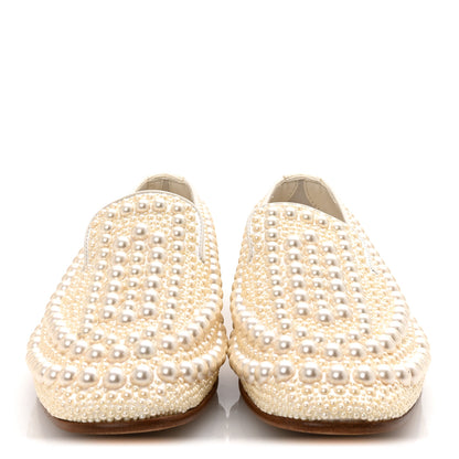 Jimmy Choo Pearl Satin Varsha Flats 37 White 3 of 9