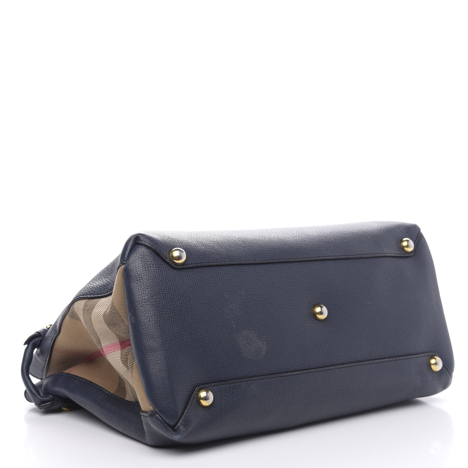 Burberry Grainy Calfskin House Check Medium Banner Tote Ink Blue 5 of 20
