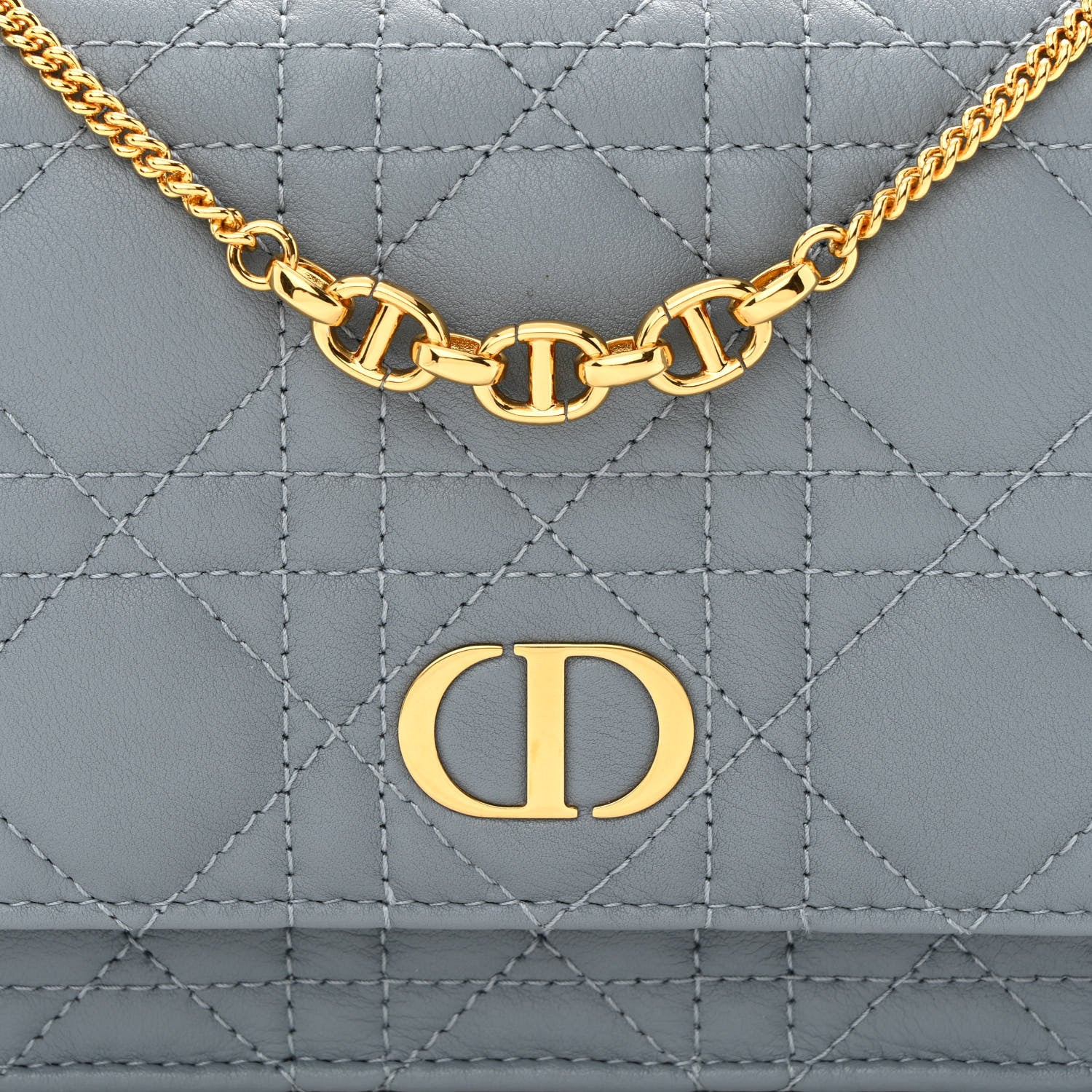 Christian Dior Supple Calfskin Caro Pouch with Chain Cloud Blue 8 of 11