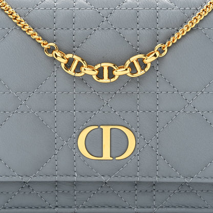 Christian Dior Supple Calfskin Caro Pouch with Chain Cloud Blue 8 of 11