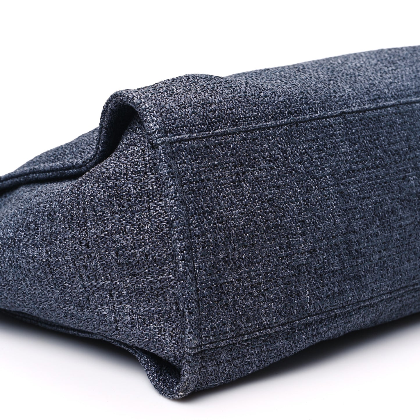 Woven Straw Raffia Medium Deauville Tote Navy