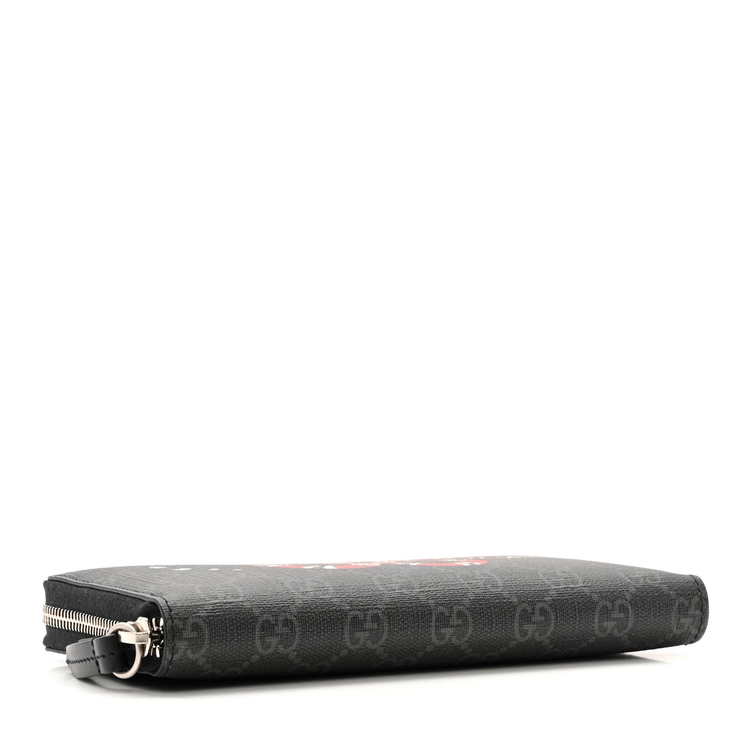 Gucci GG Supreme Monogram Kingsnake Zip Around Wallet Black Grey 4 of 9
